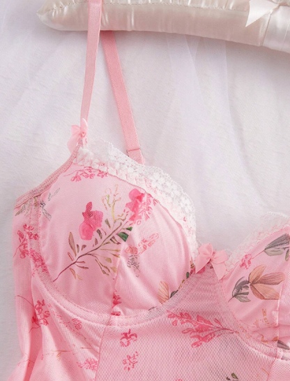 Pink Floral Lingerie Dress for Women – Soft Nightdress