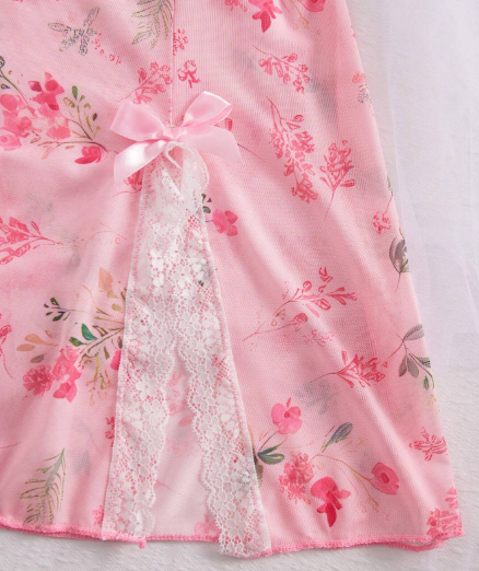 Pink Floral Lingerie Dress for Women – Soft Nightdress